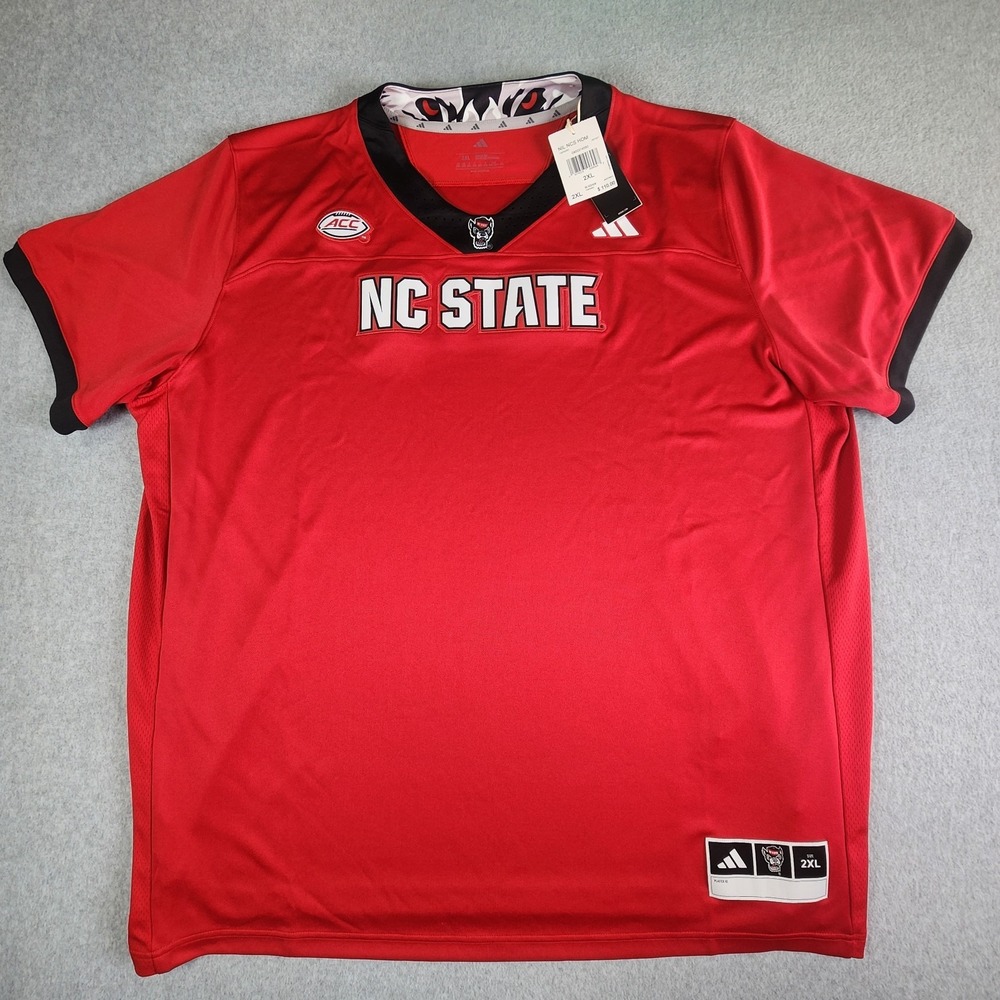 adidas NC State Wolfpack Football Jersey Mens 2XL Red/Black NCAA Loose Fit